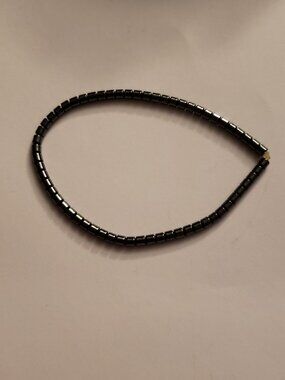 Gunmetal Gray Grey Elastic Beaded Layering Bracelet Minimalist Modern Stretchy